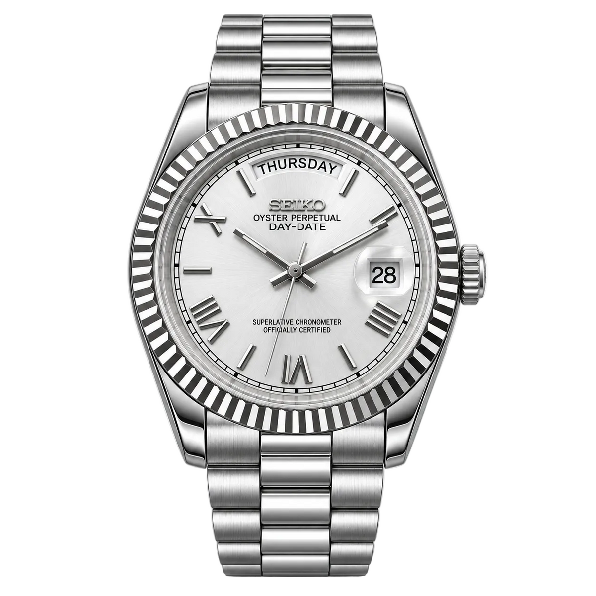 DayDate Roman White Make your time