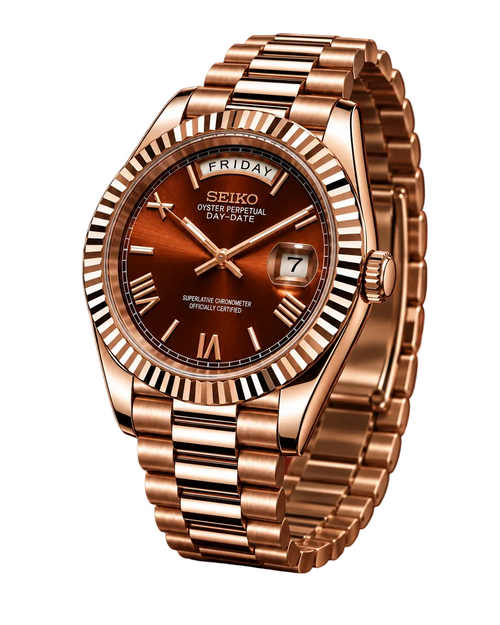 DayDate Rose Gold Roman Chocolate Make your time