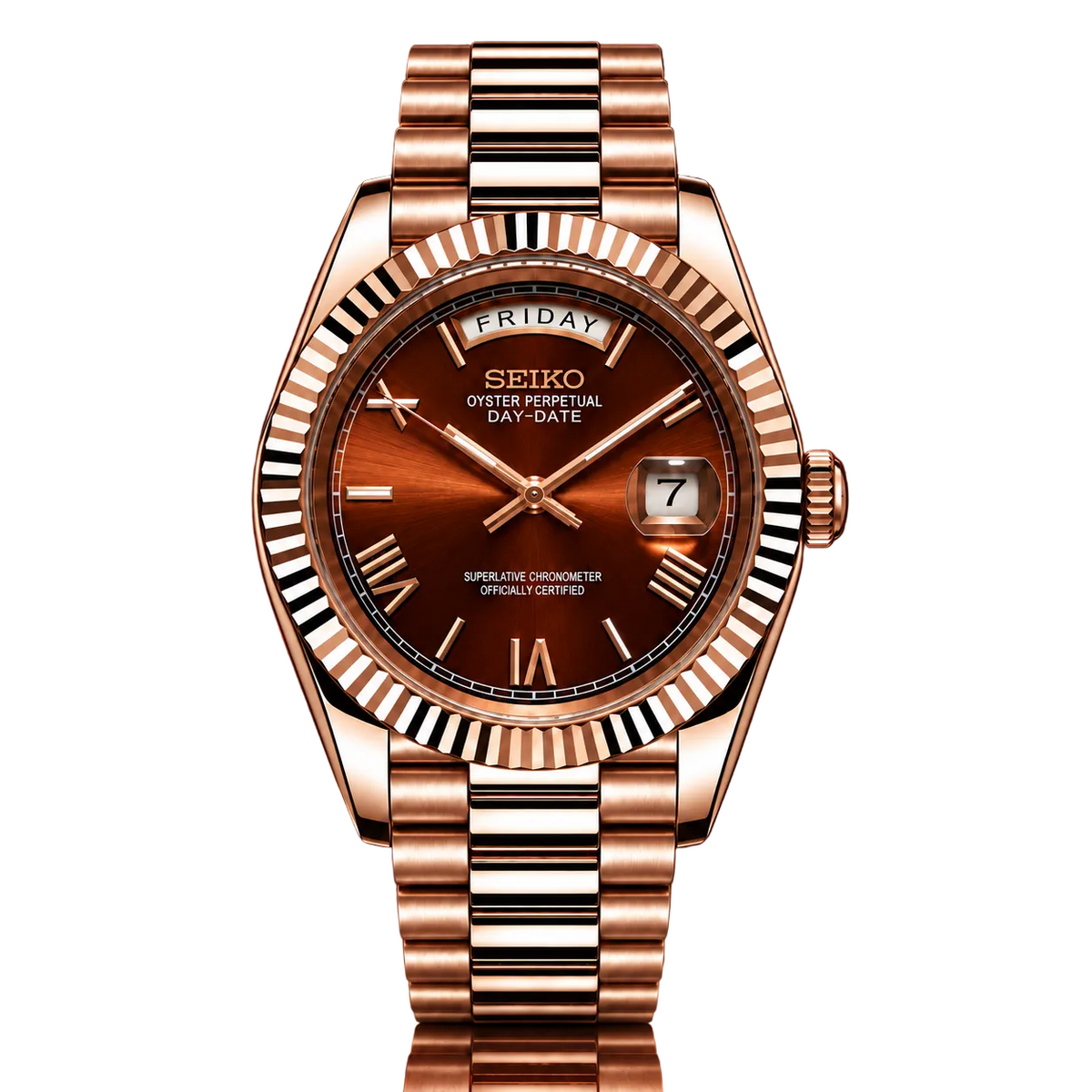 DayDate Rose Gold Roman Chocolate Make your time