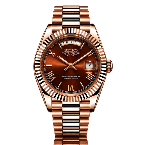 DayDate Rose Gold Roman Chocolate Make your time