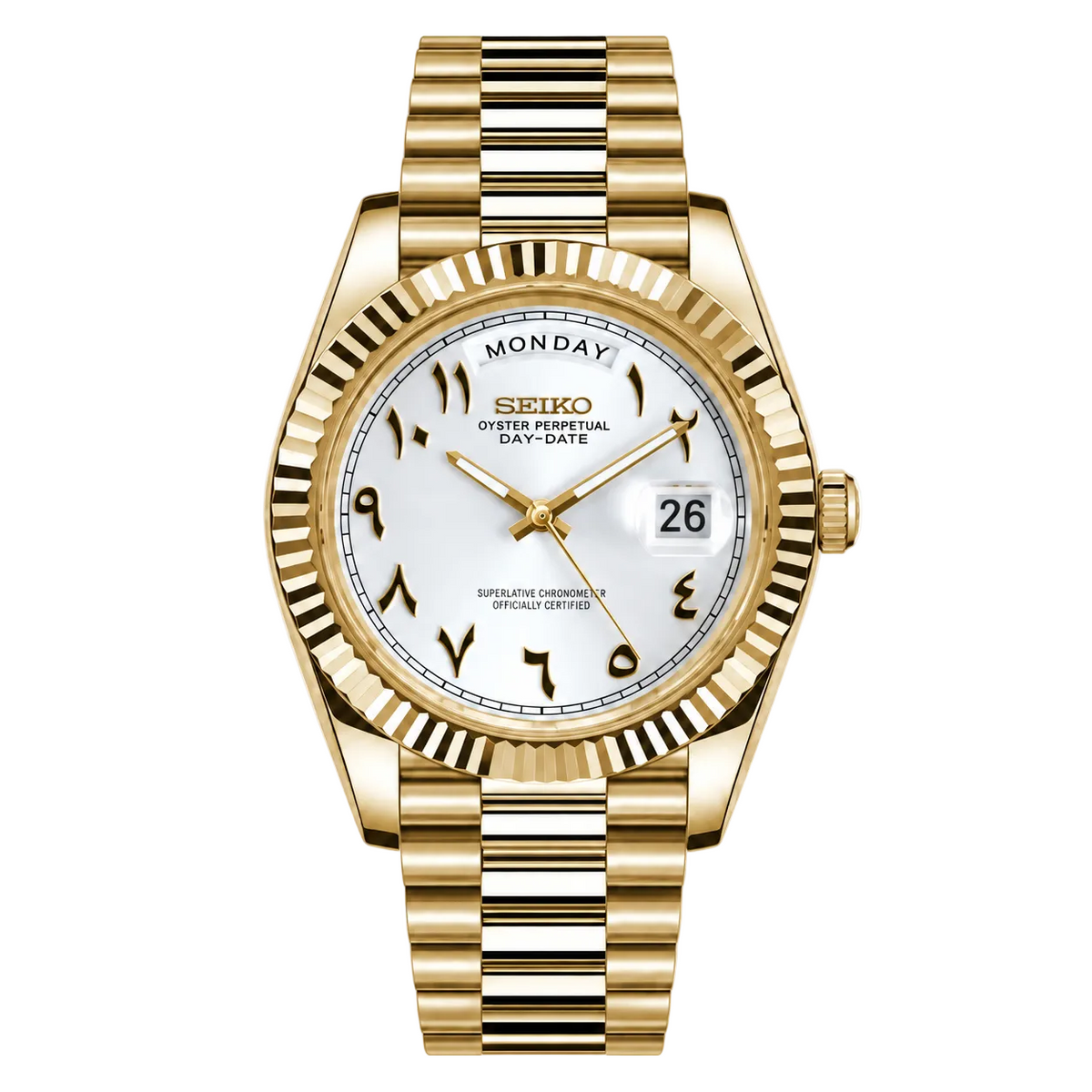 DayDate White & Gold Arab Make your time