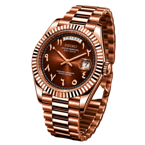 DayDate Rose Gold Arab Chocolate Make your time